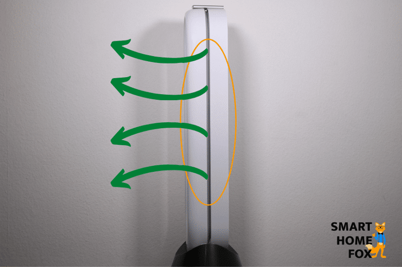 Die zusätzliche Luftauslassrille am Turm des Dyson Pure Cool TP04 Luftreinigers